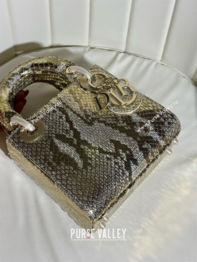 Dior Mini Lady Dior Bag in Python Leather D123008 Grey/Gold 2024 (XY-24123008)