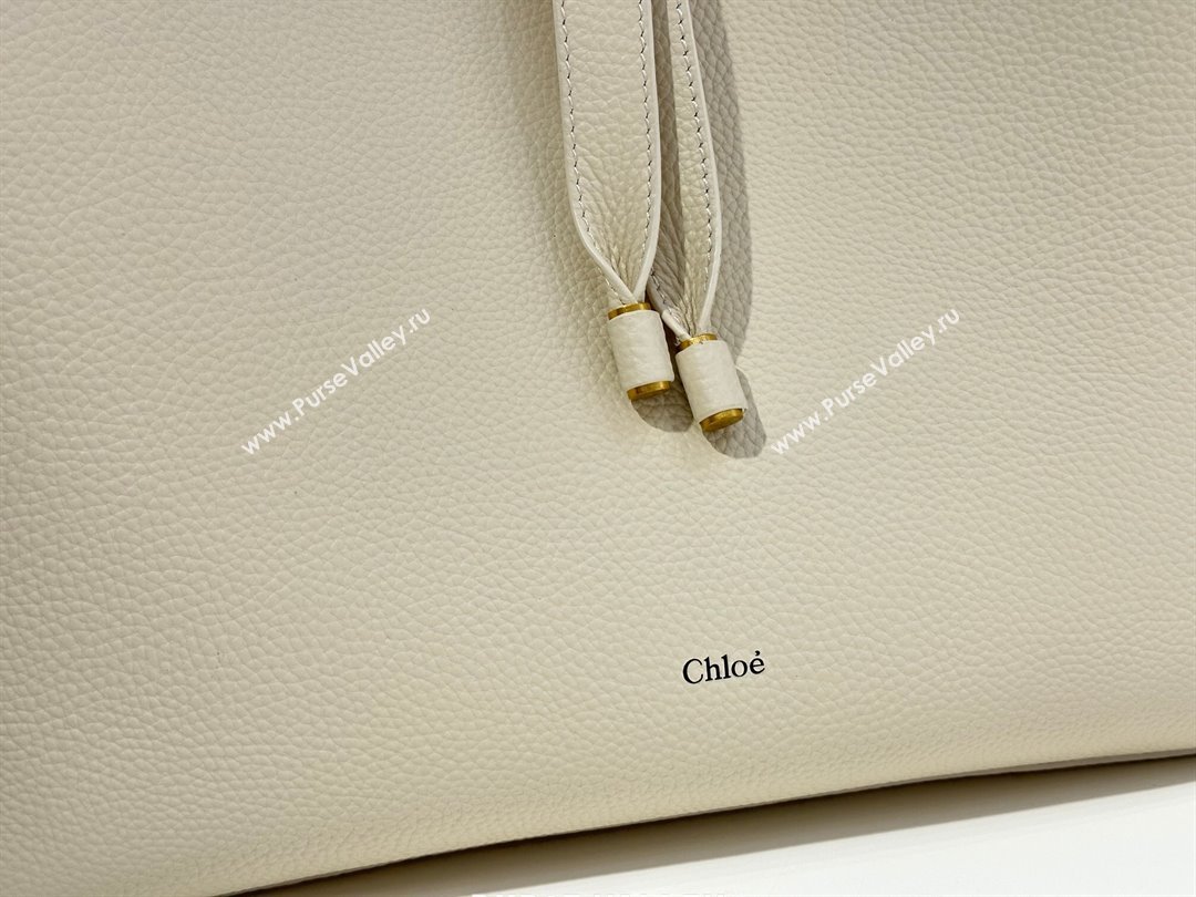 Chloe Marcie Hobo Bag in Shiny Grained Calfskin L765-9 White 2024 (DL-24090510)