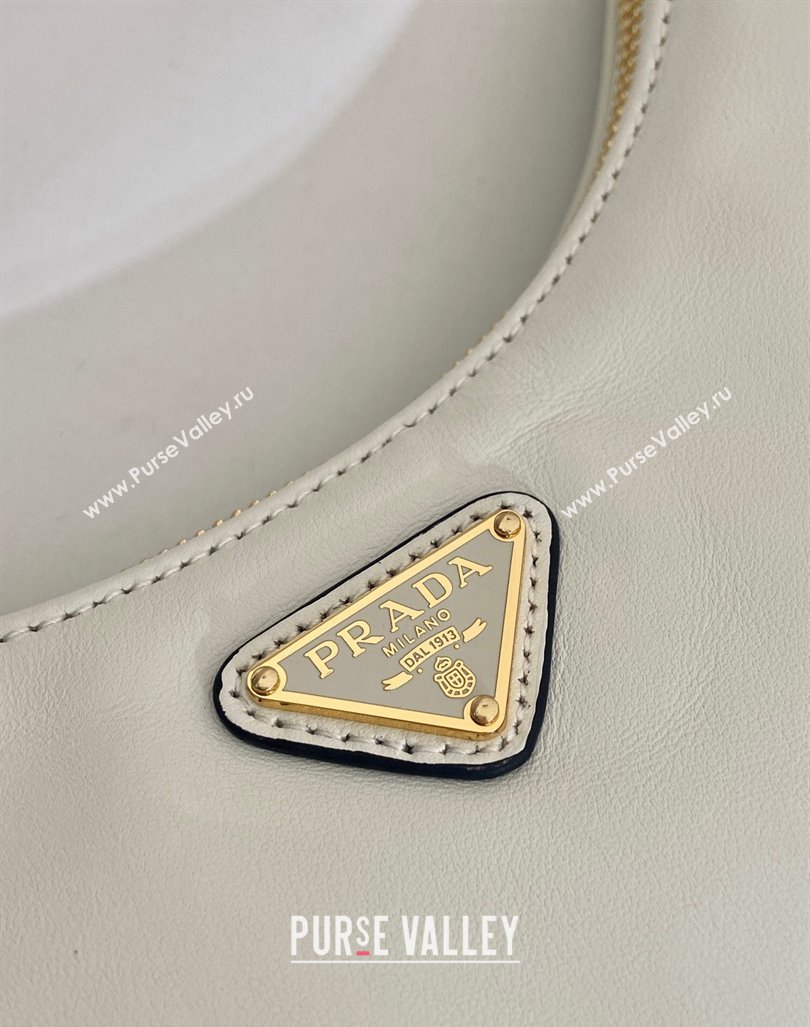 Prada Re-Edition leather mini Hobo bag White 2024 1BC204 (YZ-240923009)