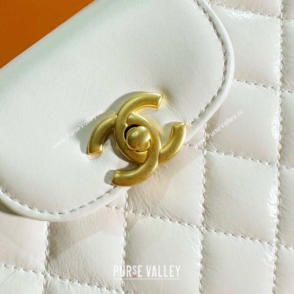 Chanel Shiny Calfskin Mini Shopping Bag AS4416 White 2024 (YEZI-24052101)