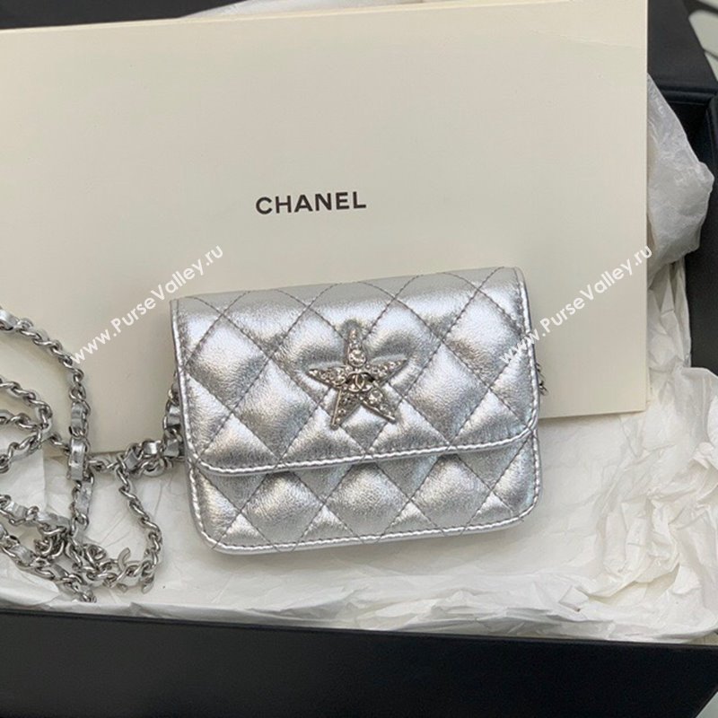 Chanel Grained Calfskin Belt Bag with Crystals Star Silver 2024 (yezi-240116052)