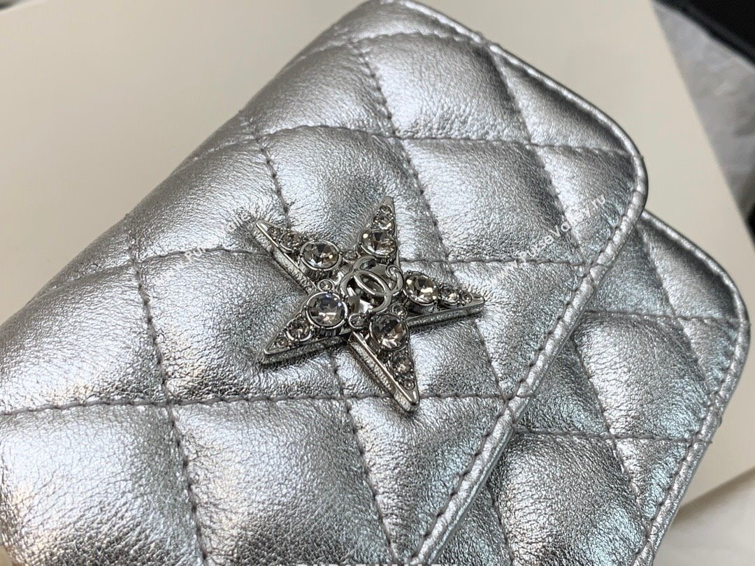 Chanel Grained Calfskin Belt Bag with Crystals Star Silver 2024 (yezi-240116052)