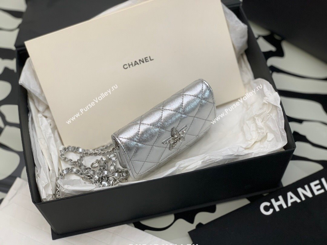 Chanel Grained Calfskin Belt Bag with Crystals Star Silver 2024 (yezi-240116052)