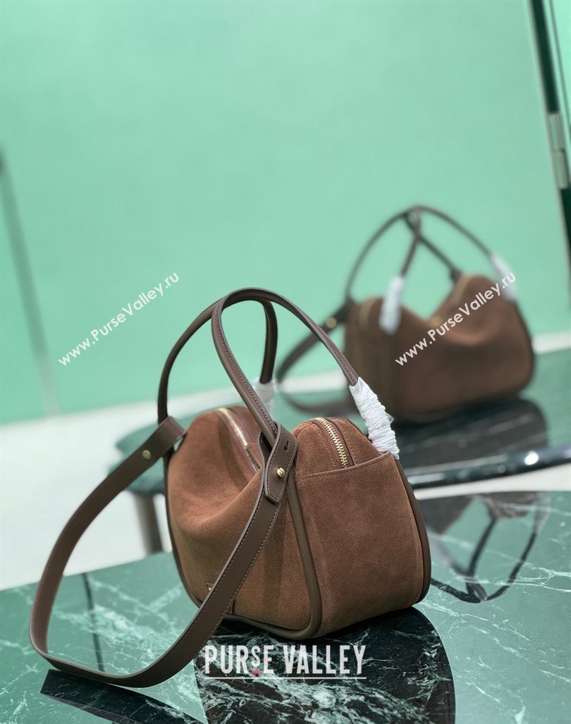 Prada suede handbag 1BA451 Cocoa Brown 2024 (YZ-240921053)