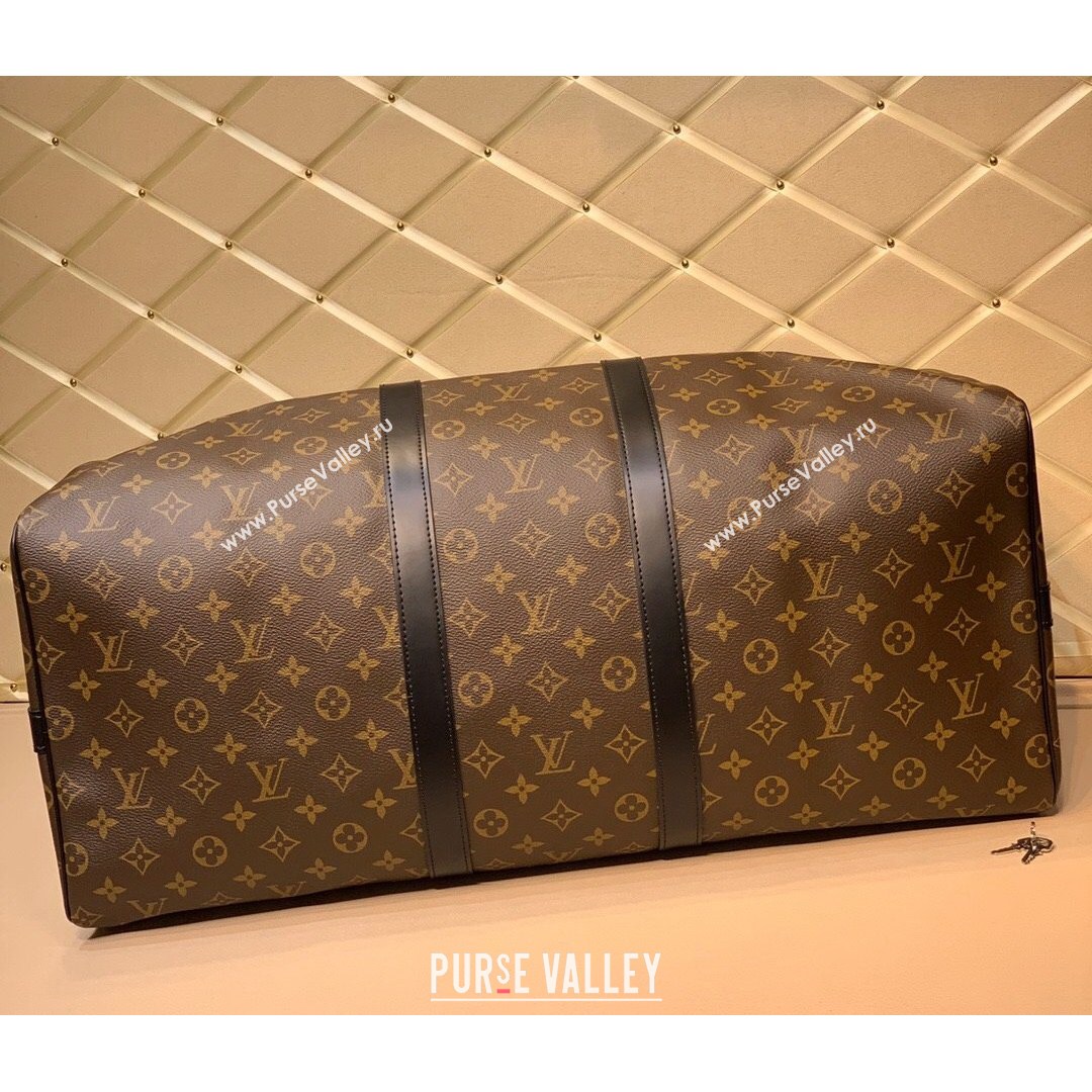 Louis Vuitton Keepall Bandouliere 55 Travel Bag in Monogram Canvas M56714 Brown/Black 2021 (KD-210809054)