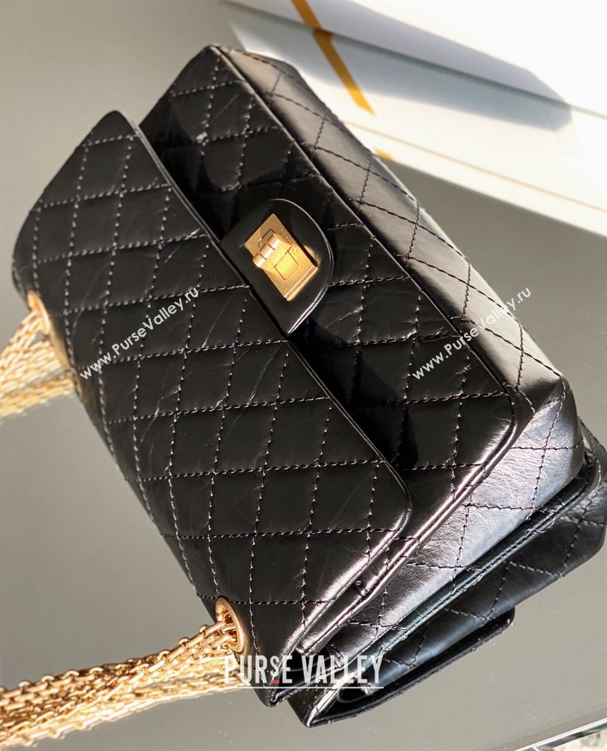 Chanel 2.55 Handbag in Aged Calfskin Gold-Tone Metal Black 2024 Top Quality (MHE-24071601)