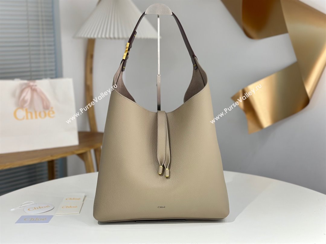 Chloe Marcie Hobo Bag in Shiny Grained Calfskin L765-9 Grey 2024 (DL-24090512)