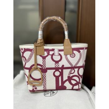 Hermes Steeple Printed Canvas Tote Bag Burgundy 2024 0117 (jimmy-240117137)