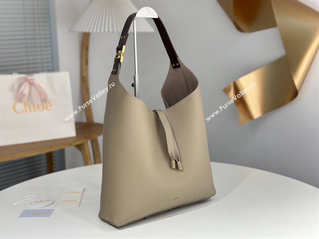 Chloe Marcie Hobo Bag in Shiny Grained Calfskin L765-9 Grey 2024 (DL-24090512)