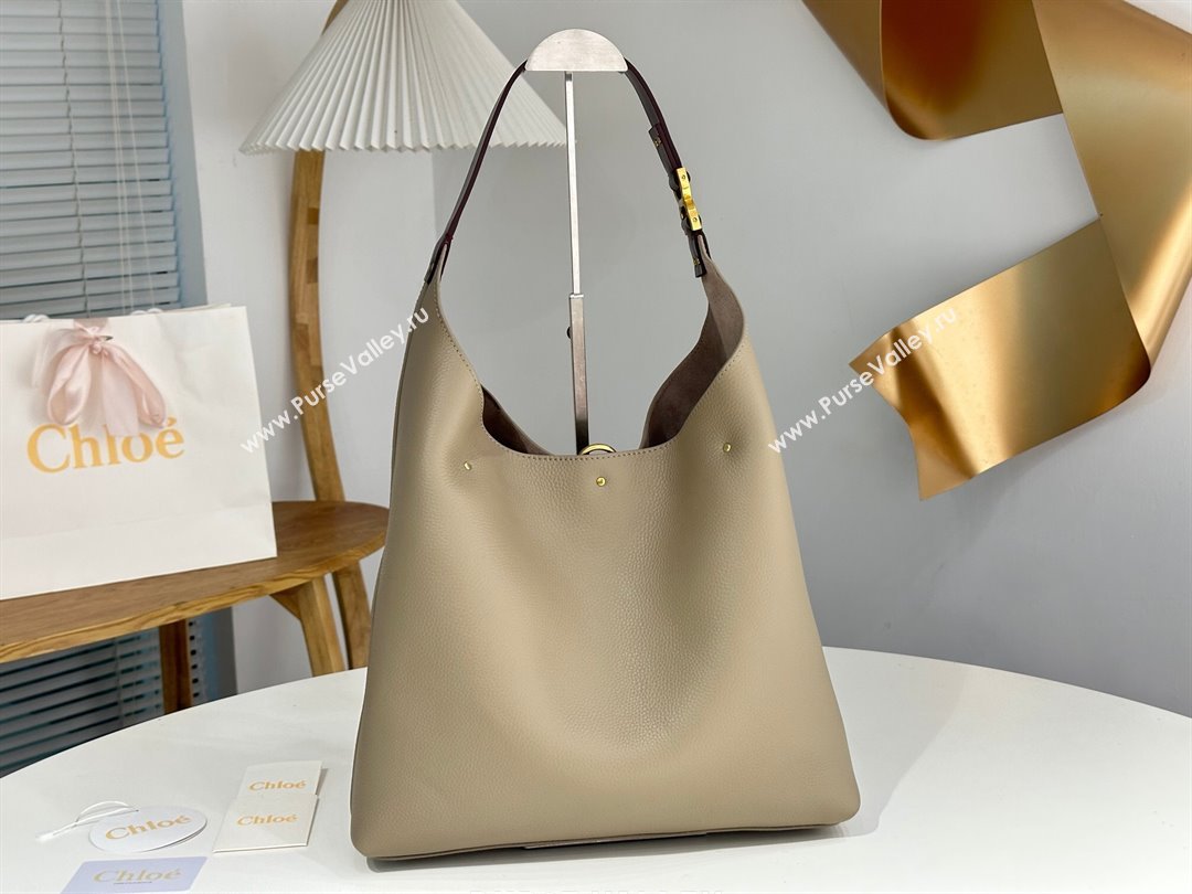 Chloe Marcie Hobo Bag in Shiny Grained Calfskin L765-9 Grey 2024 (DL-24090512)