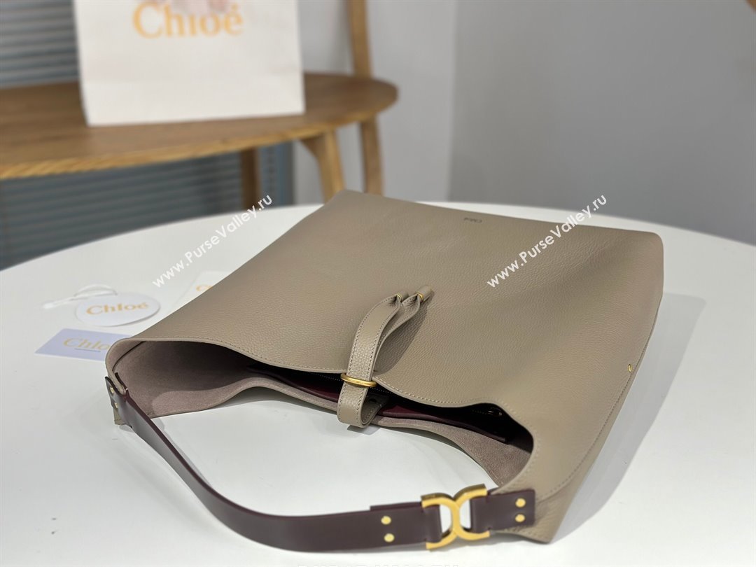 Chloe Marcie Hobo Bag in Shiny Grained Calfskin L765-9 Grey 2024 (DL-24090512)