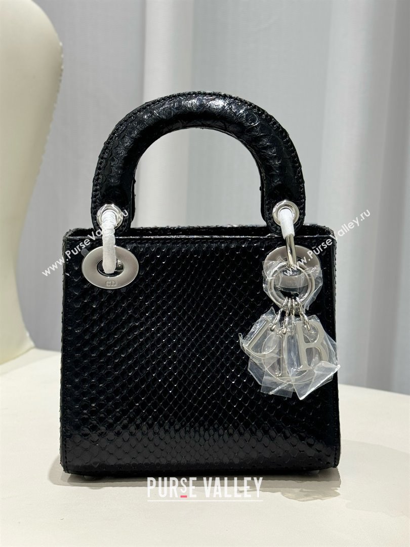 Dior Mini Lady Dior Bag in Python Leather D123011 Black/Silver 2024 (XY-24123011)