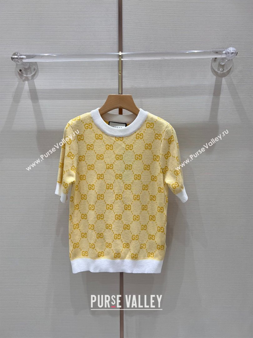 Gucci Wool Short-sleeved Sweater G032723 Yellow 2024 (Q-24032723 )