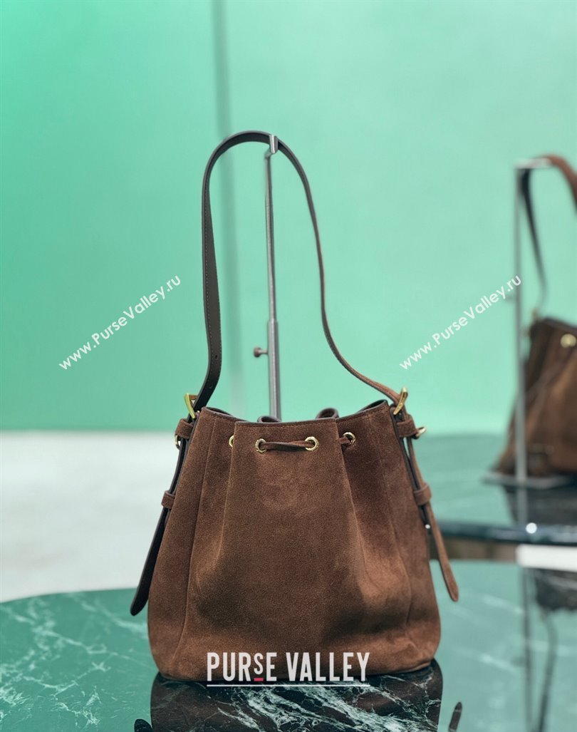 Prada Suede Bucket Bag 1BE079 Cocoa Brown 2024 (YZ-240921054)