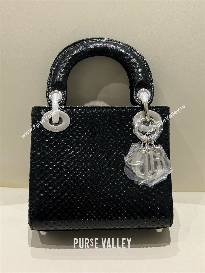 Dior Mini Lady Dior Bag in Python Leather D123011 Black/Silver 2024 (XY-24123011)