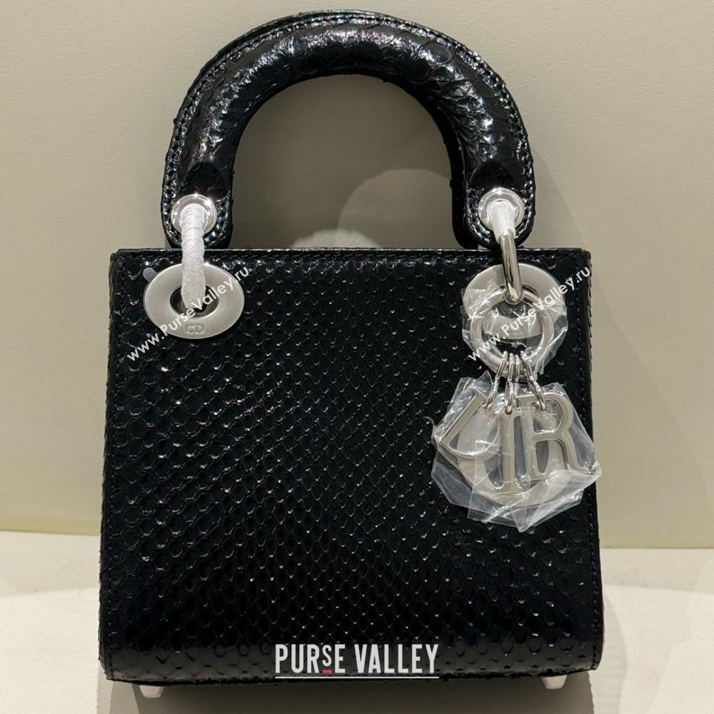 Dior Mini Lady Dior Bag in Python Leather D123011 Black/Silver 2024 (XY-24123011)