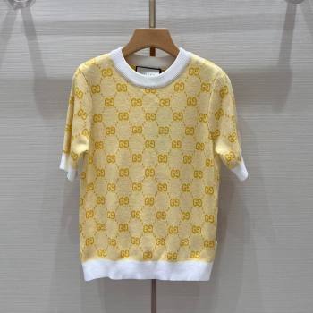 Gucci Wool Short-sleeved Sweater G032723 Yellow 2024 (Q-24032723 )