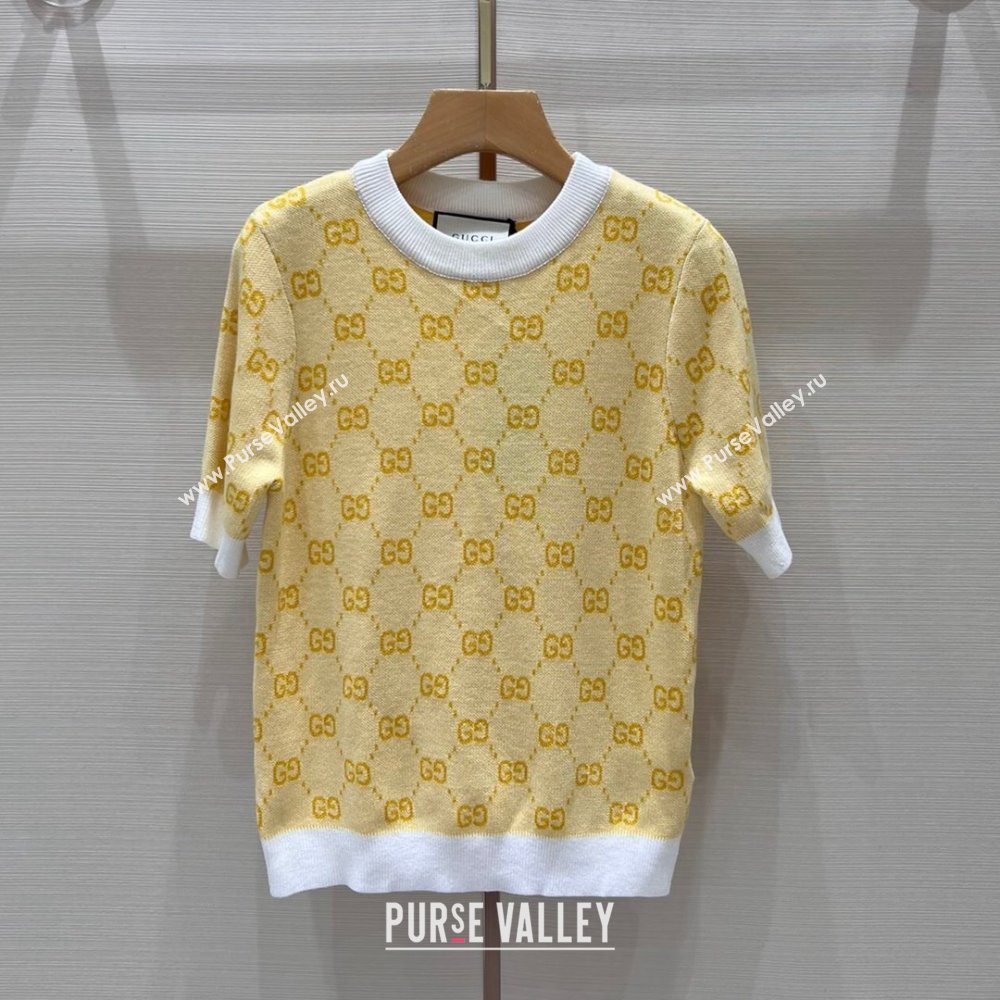 Gucci Wool Short-sleeved Sweater G032723 Yellow 2024 (Q-24032723 )