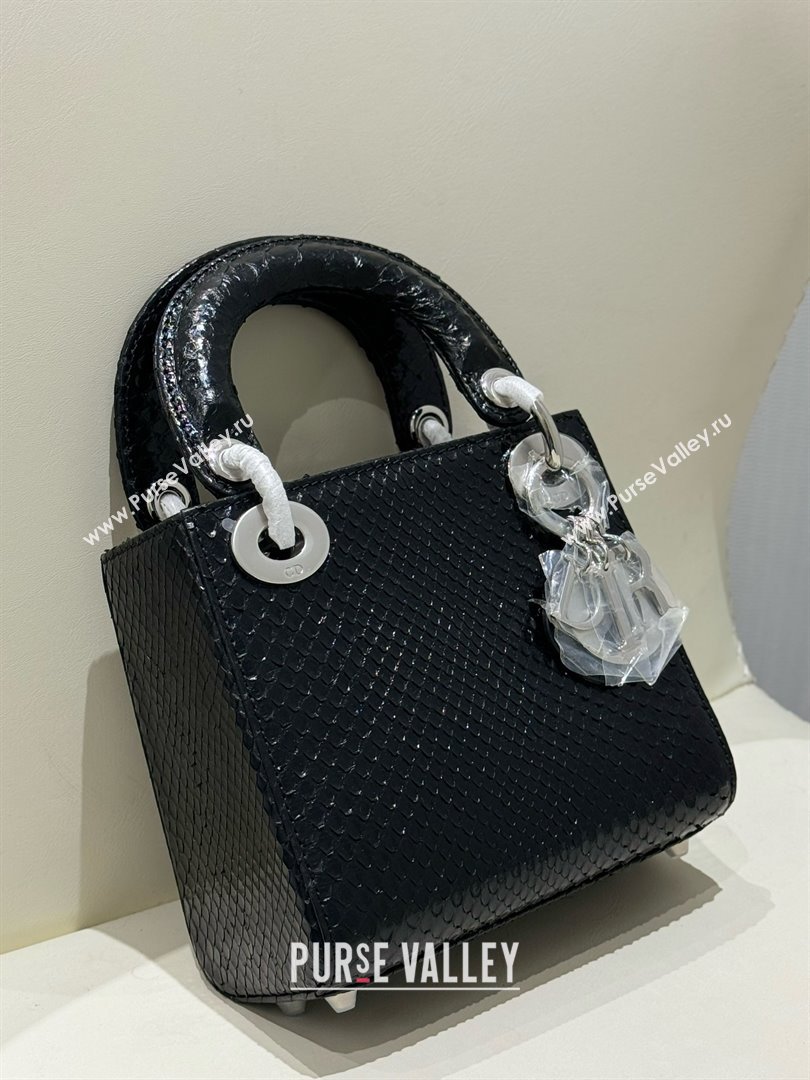 Dior Mini Lady Dior Bag in Python Leather D123011 Black/Silver 2024 (XY-24123011)