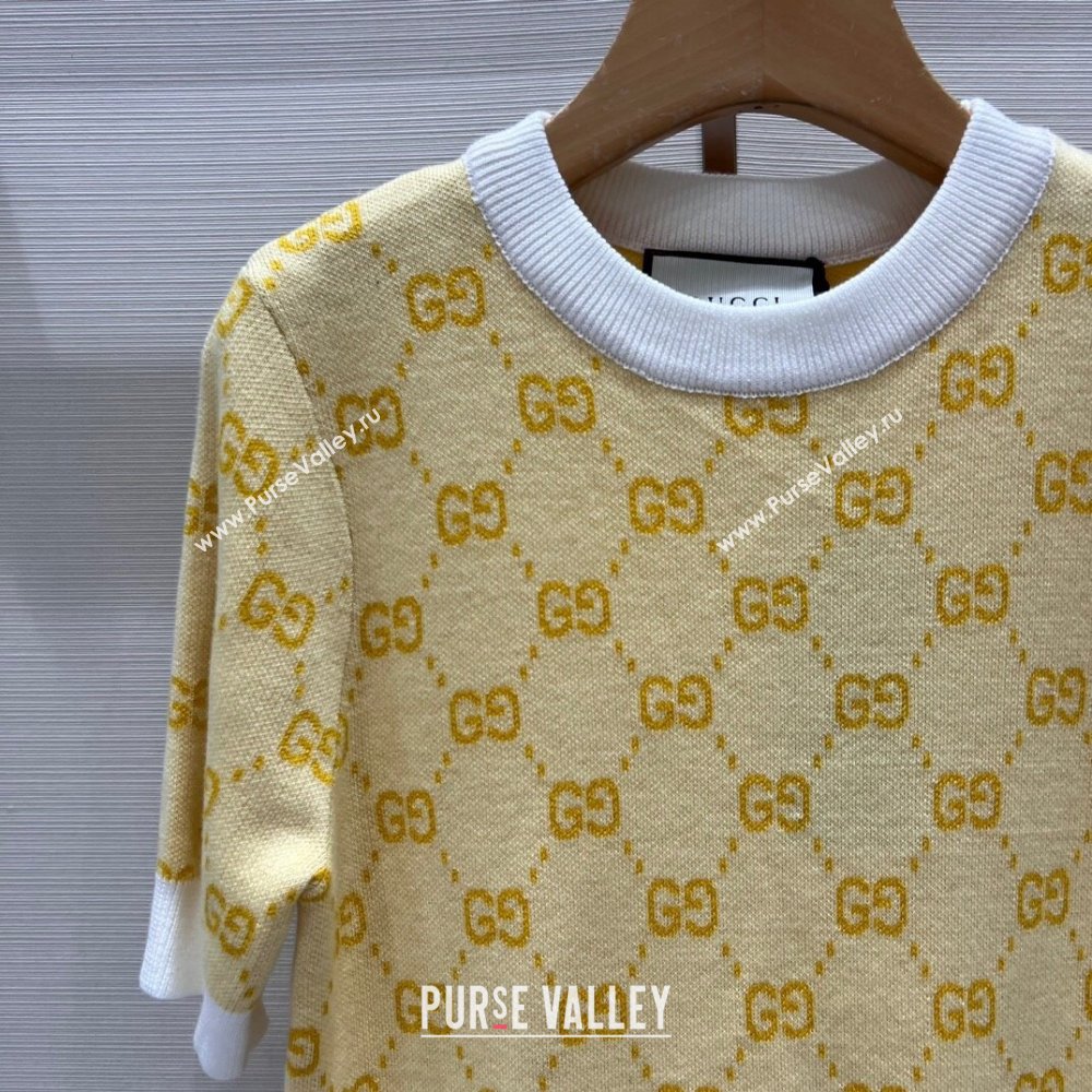 Gucci Wool Short-sleeved Sweater G032723 Yellow 2024 (Q-24032723 )