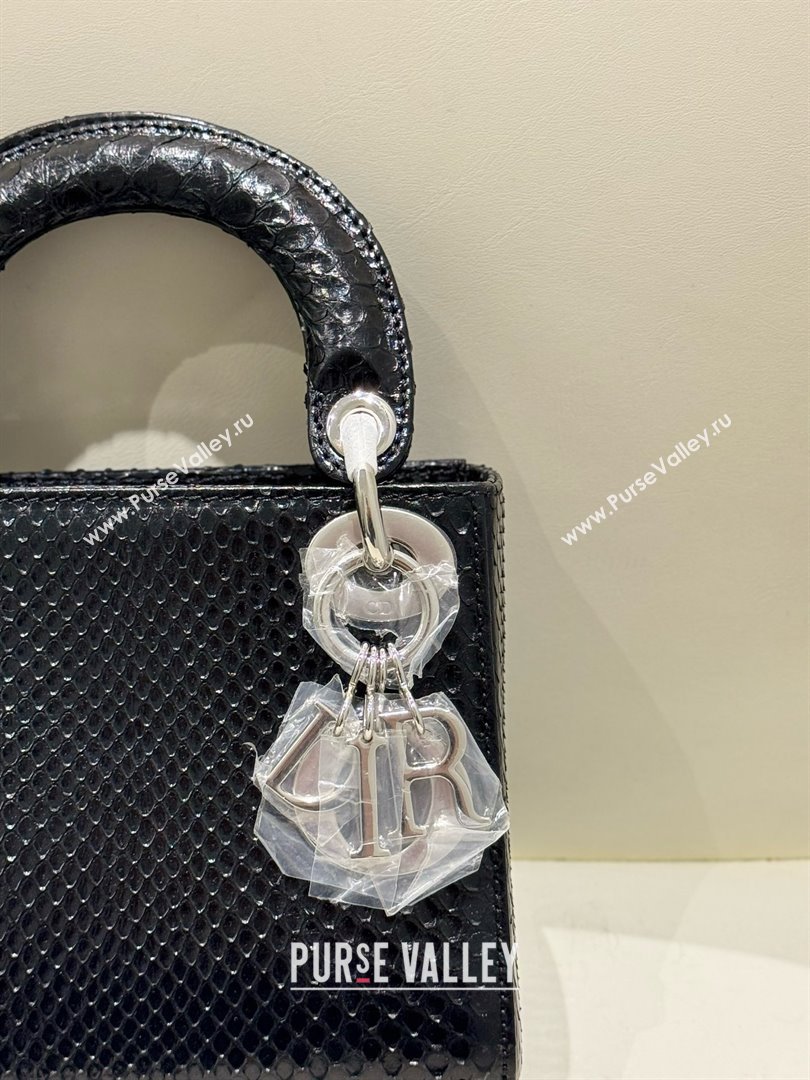 Dior Mini Lady Dior Bag in Python Leather D123011 Black/Silver 2024 (XY-24123011)