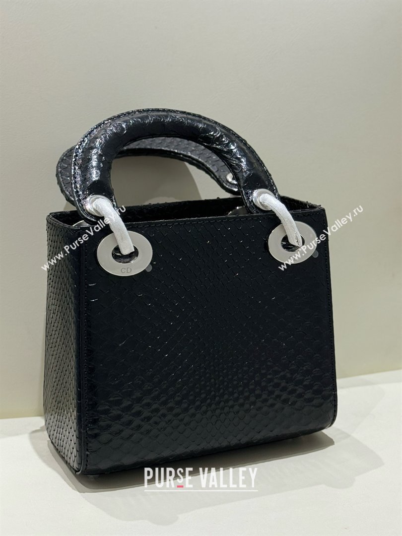 Dior Mini Lady Dior Bag in Python Leather D123011 Black/Silver 2024 (XY-24123011)