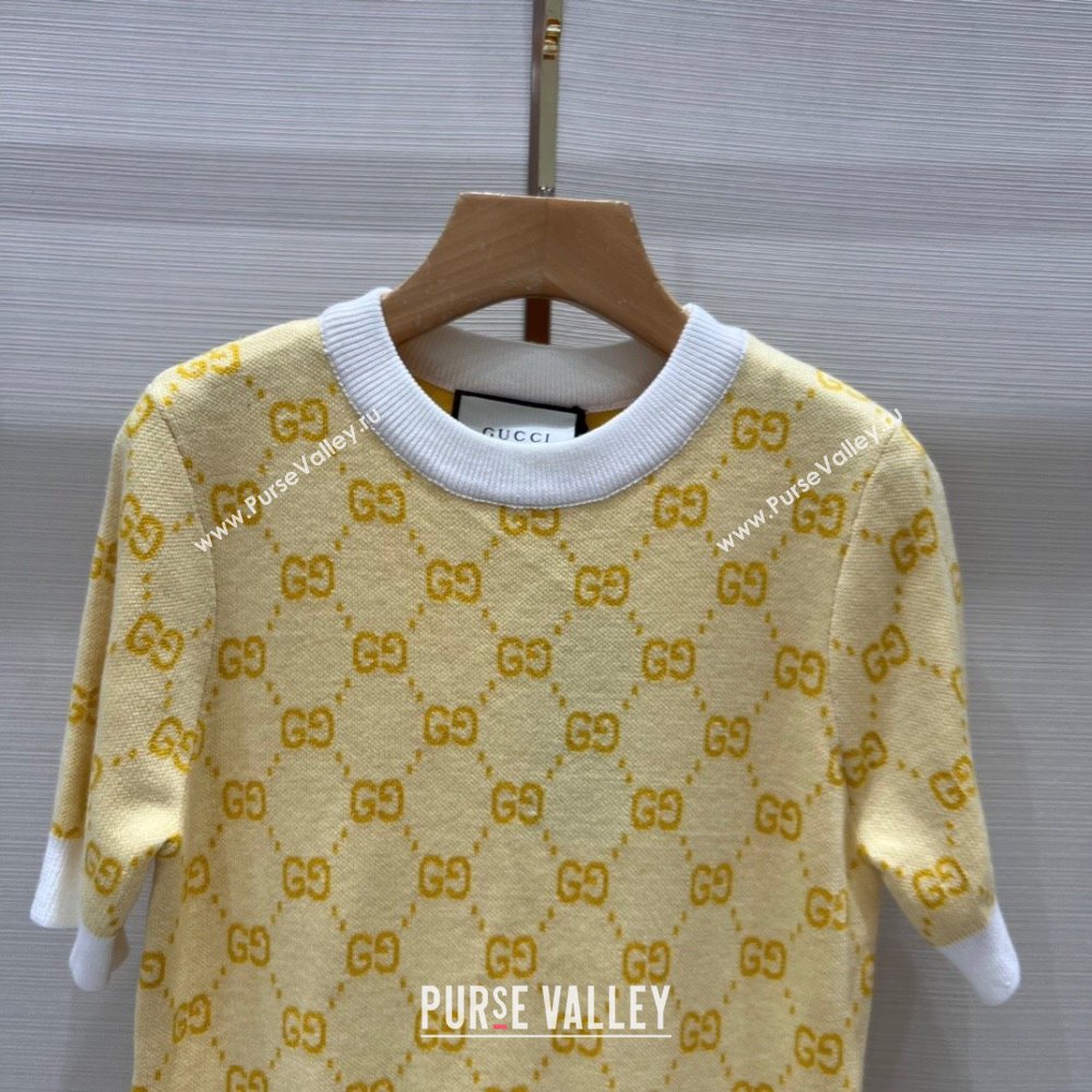 Gucci Wool Short-sleeved Sweater G032723 Yellow 2024 (Q-24032723 )