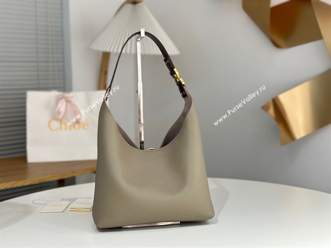 Chloe Small Marcie Hobo Bag in Shiny Grained Calfskin L765-8 Grey 2024 (DL-24090513)