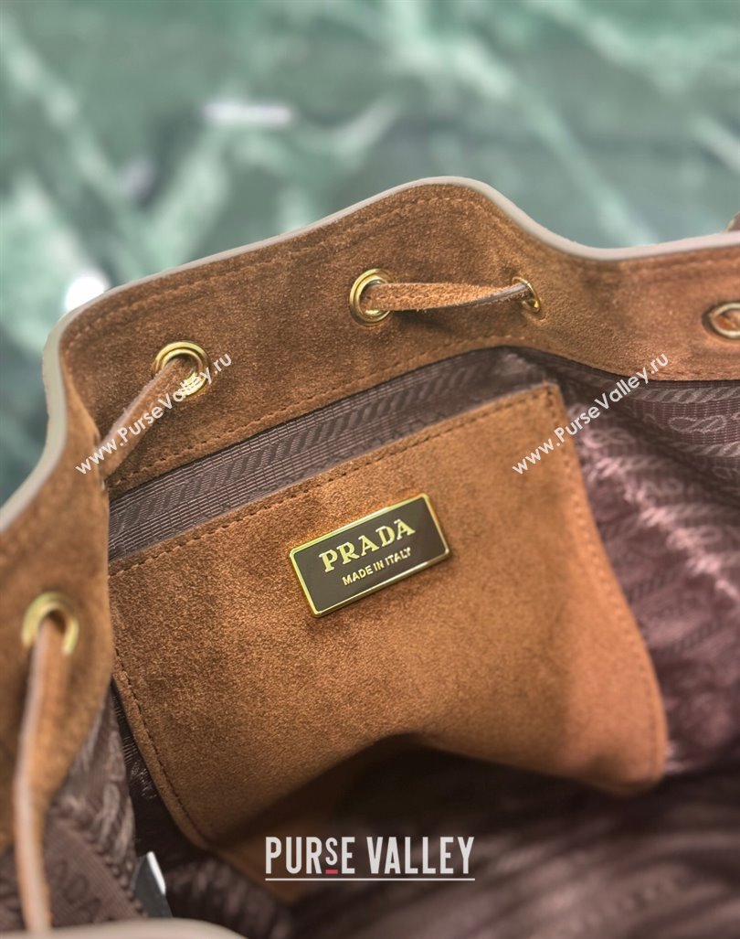 Prada Suede Bucket Bag 1BE079 Cocoa Brown 2024 (YZ-240921054)