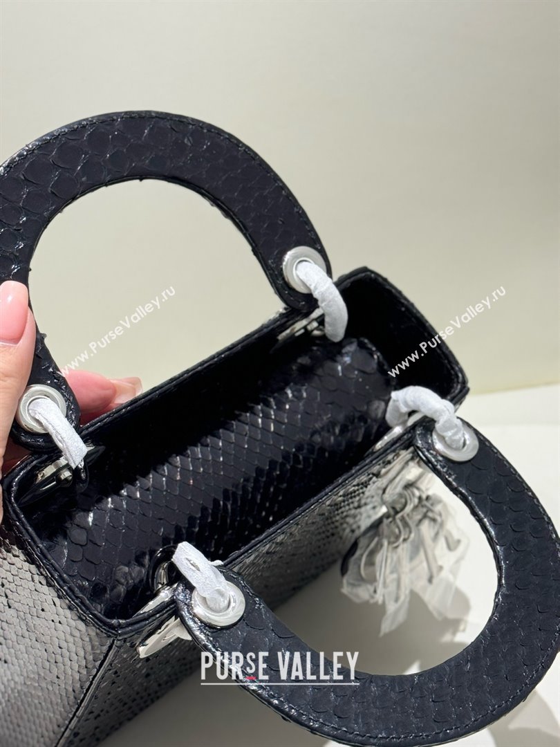 Dior Mini Lady Dior Bag in Python Leather D123011 Black/Silver 2024 (XY-24123011)