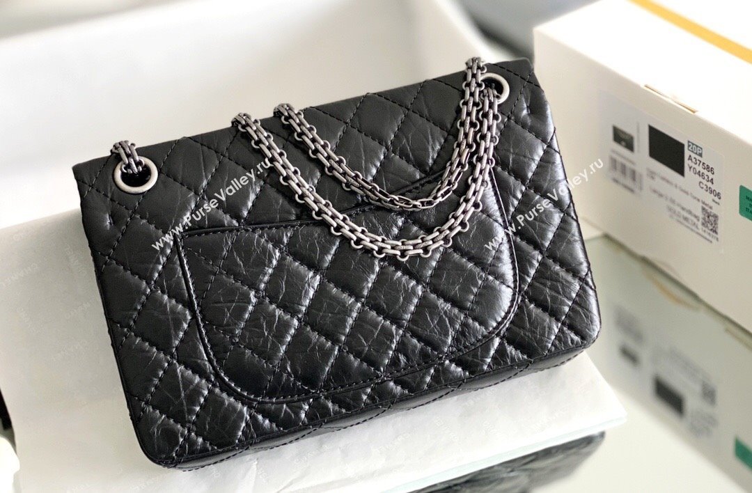 Chanel 2.55 Handbag in Aged Calfskin Silver-Tone Metal Black 2024 Top Quality (MHE-24071602)