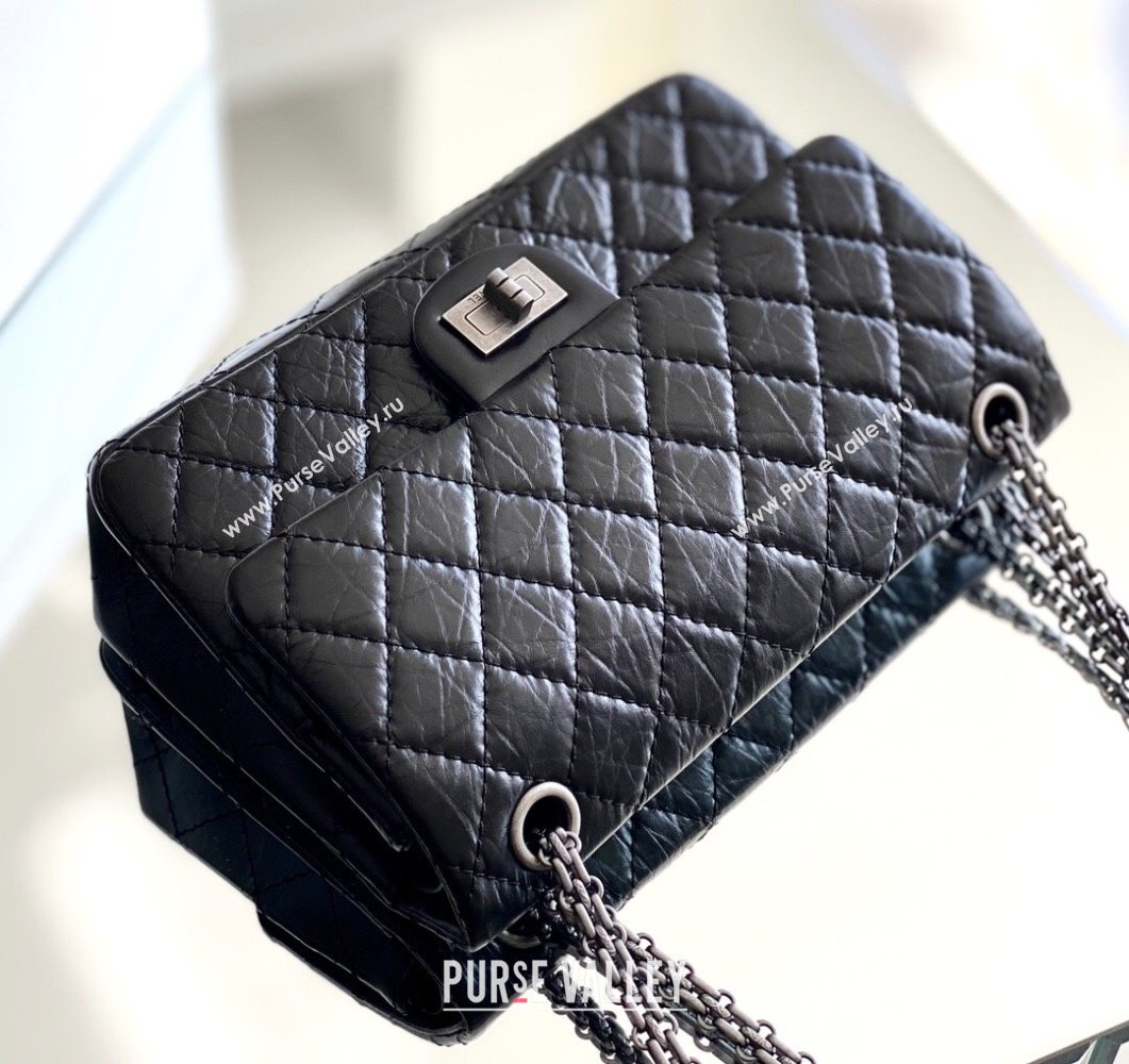 Chanel 2.55 Handbag in Aged Calfskin Silver-Tone Metal Black 2024 Top Quality (MHE-24071602)