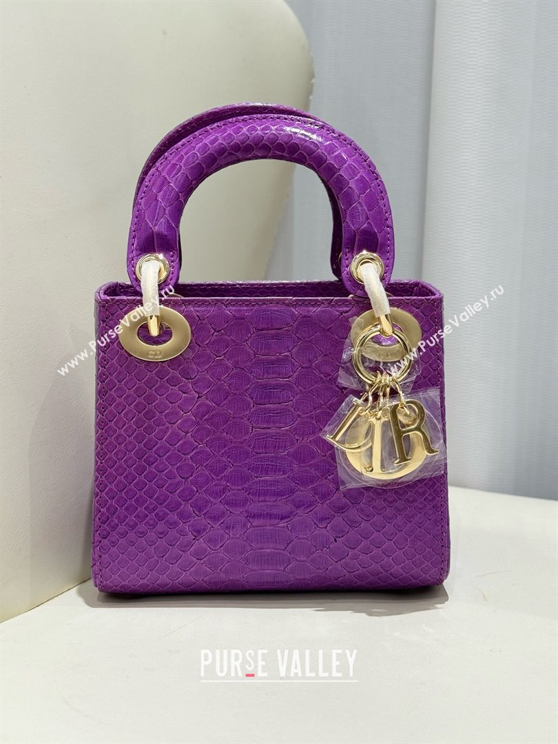 Dior Mini Lady Dior Bag in Python Leather D123012 Purple/Gold 2024 (XY-24123012)