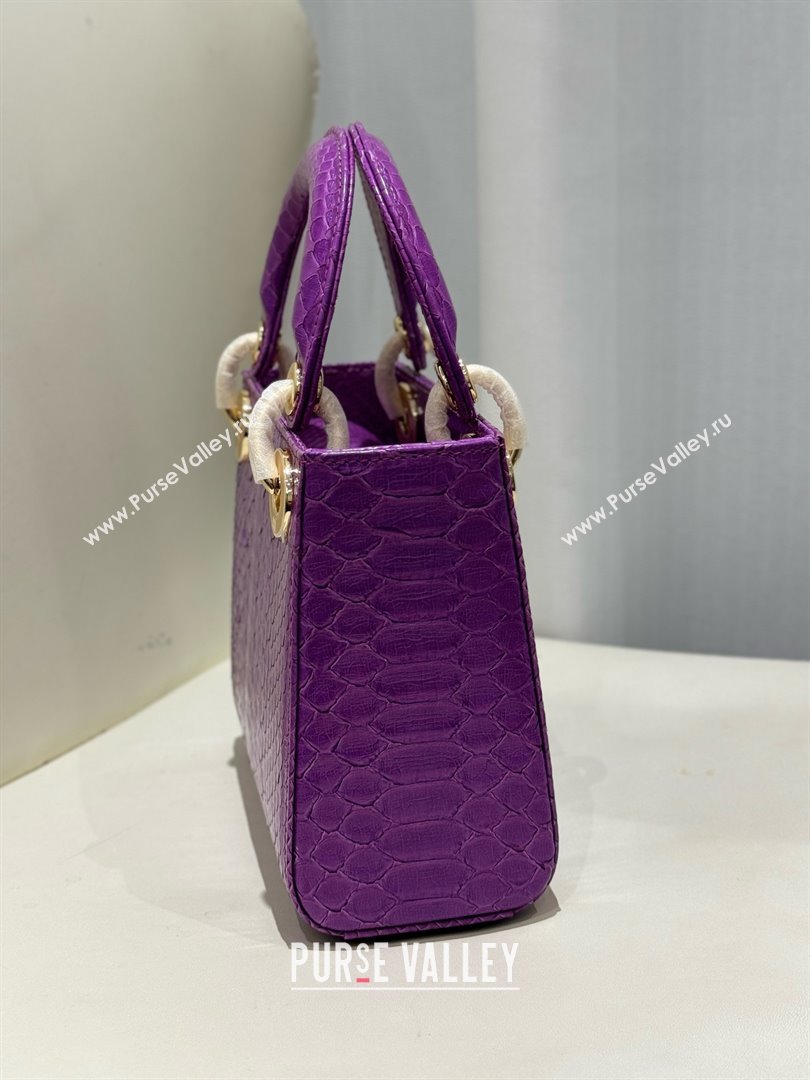 Dior Mini Lady Dior Bag in Python Leather D123012 Purple/Gold 2024 (XY-24123012)