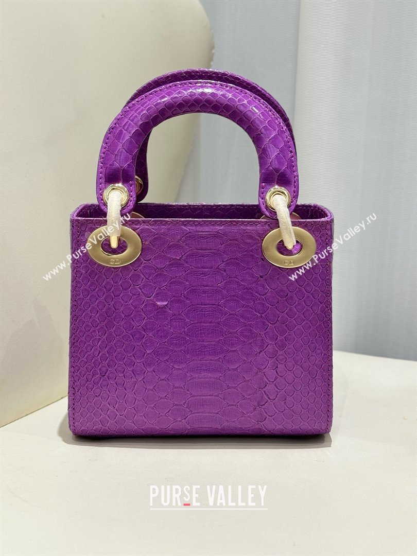 Dior Mini Lady Dior Bag in Python Leather D123012 Purple/Gold 2024 (XY-24123012)