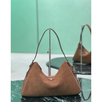 Prada Aimee Suede Hobo Bag 1BC228 Cocoa Brown 2024 (YZ-240921055)