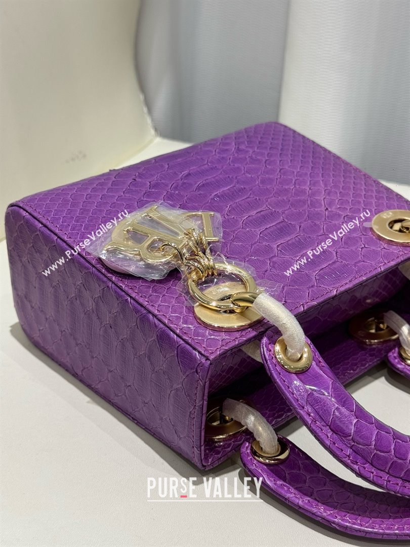 Dior Mini Lady Dior Bag in Python Leather D123012 Purple/Gold 2024 (XY-24123012)