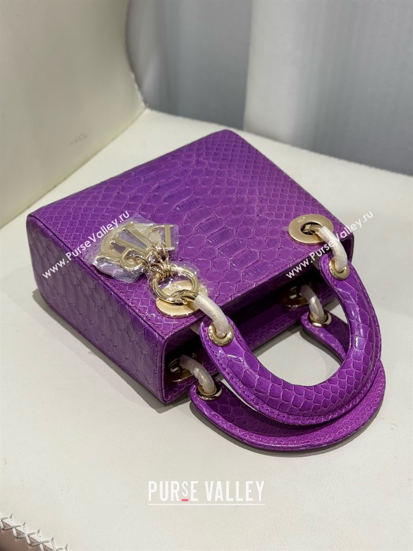 Dior Mini Lady Dior Bag in Python Leather D123012 Purple/Gold 2024 (XY-24123012)