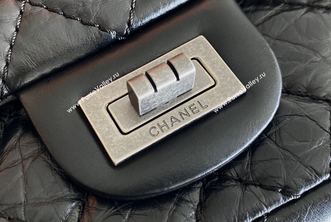 Chanel 2.55 Handbag in Aged Calfskin Silver-Tone Metal Black 2024 Top Quality (MHE-24071602)