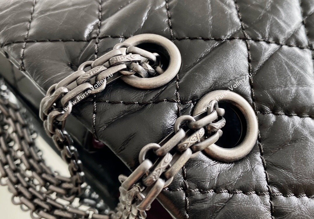 Chanel 2.55 Handbag in Aged Calfskin Silver-Tone Metal Black 2024 Top Quality (MHE-24071602)