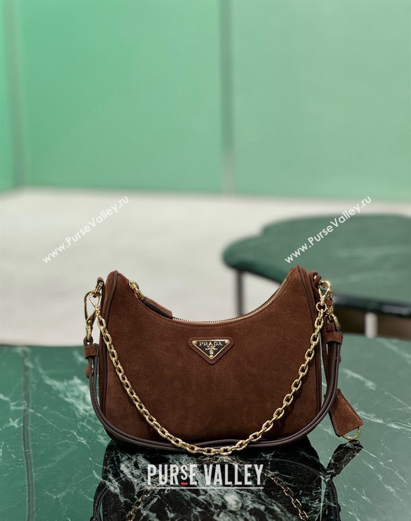 Prada Re-Edition suede mini-bag Cocoa Brown 2024 1BC204 (YZ-240921056)