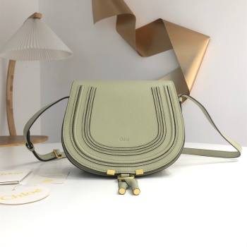 Chloe Marcie Saddle Bag in Grained Calfskin Light Green 2024 (DL-24090516)