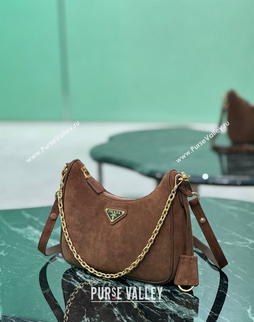 Prada Re-Edition suede mini-bag Cocoa Brown 2024 1BC204 (YZ-240921056)