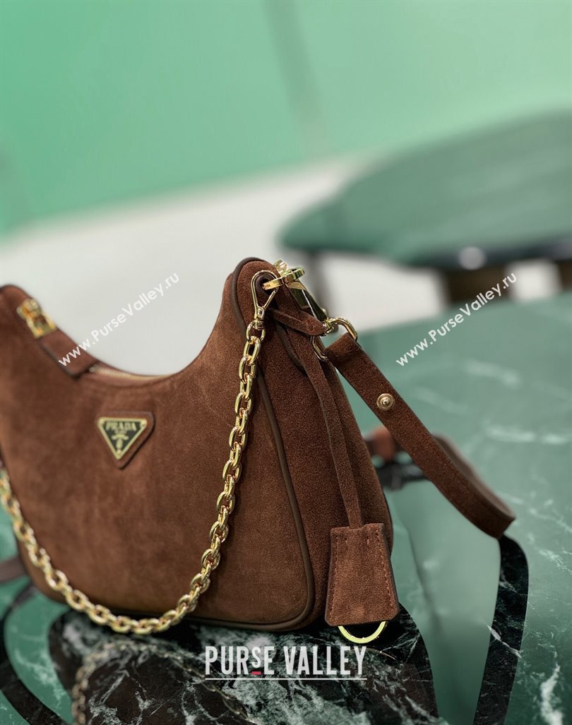 Prada Re-Edition suede mini-bag Cocoa Brown 2024 1BC204 (YZ-240921056)