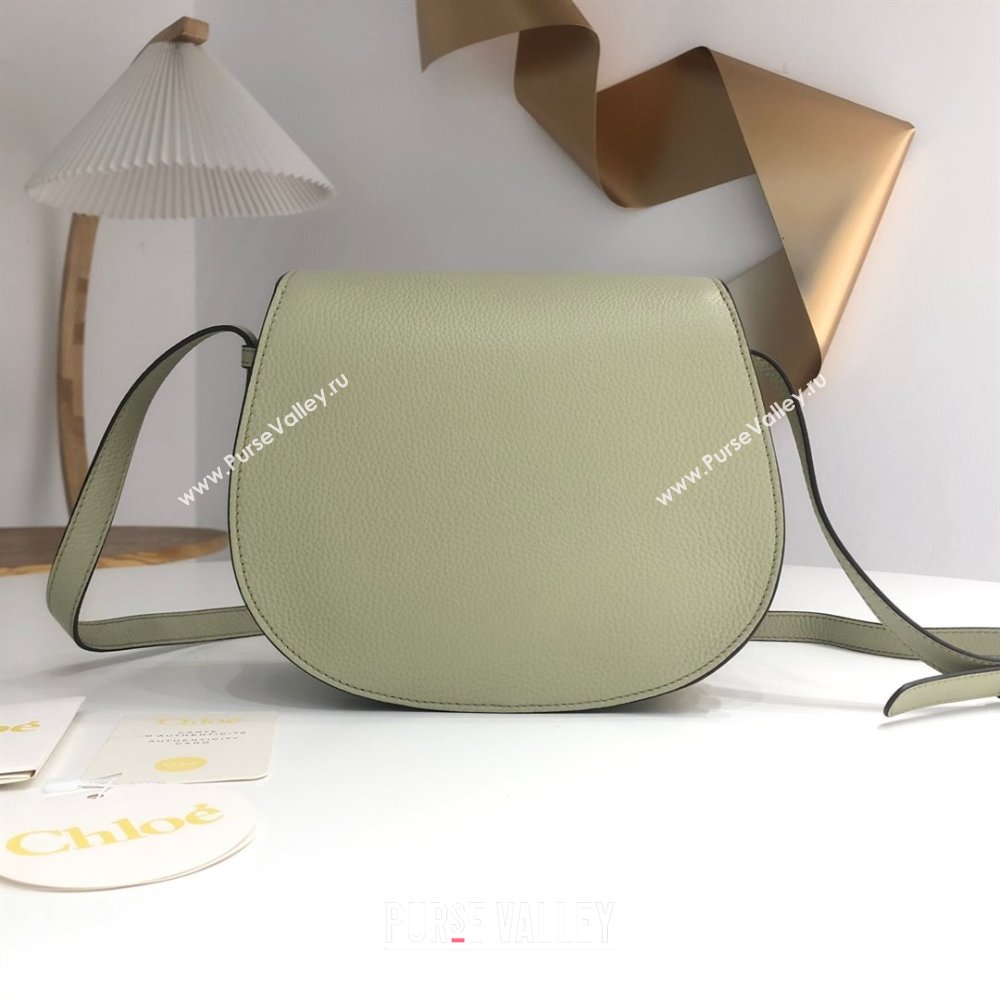 Chloe Marcie Saddle Bag in Grained Calfskin Light Green 2024 (DL-24090516)