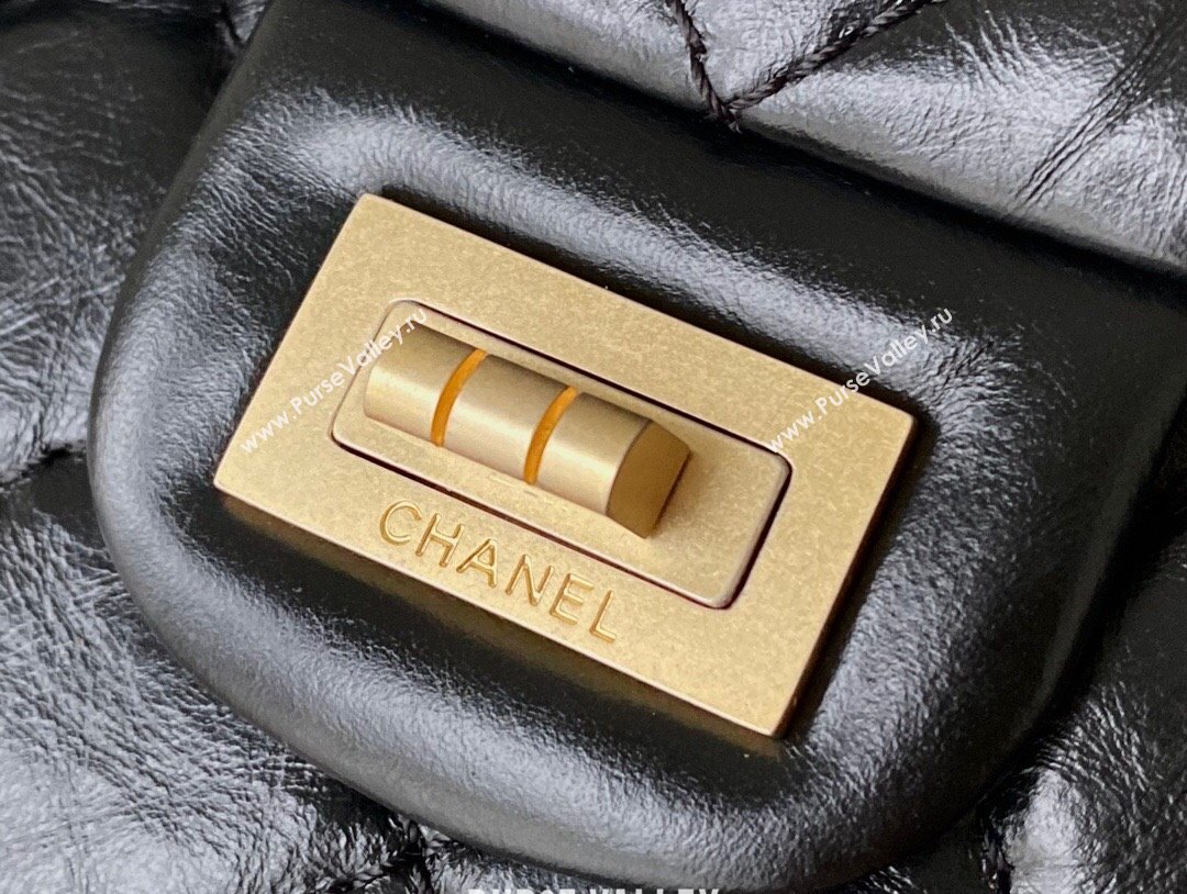 Chanel Large 2.55 Handbag in Aged Calfskin Gold-Tone Metal Black 2024 Top Quality (MHE-24071603)