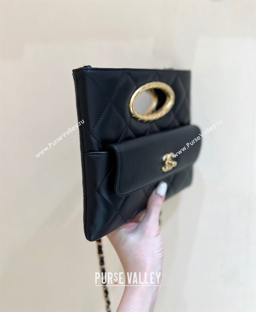 Chanel Lambskin Clutch with Chain Bag AS5038 Black 2024 Top Quality (SHUNY-24102501)