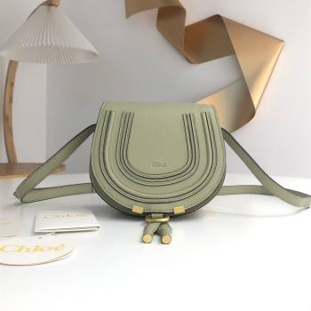 Chloe Small Marcie Saddle Bag in Grained Calfskin Light Green 2024 (DL-24090517)