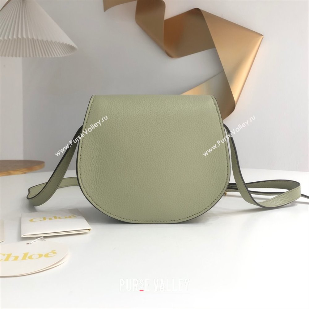 Chloe Small Marcie Saddle Bag in Grained Calfskin Light Green 2024 (DL-24090517)