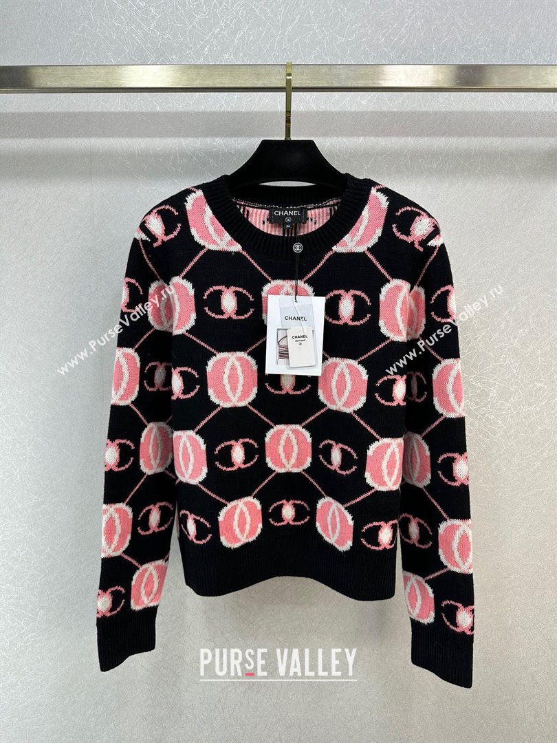 Chanel Wool Sweater CH111023 Black/Pink 2023 (Q-23111023)